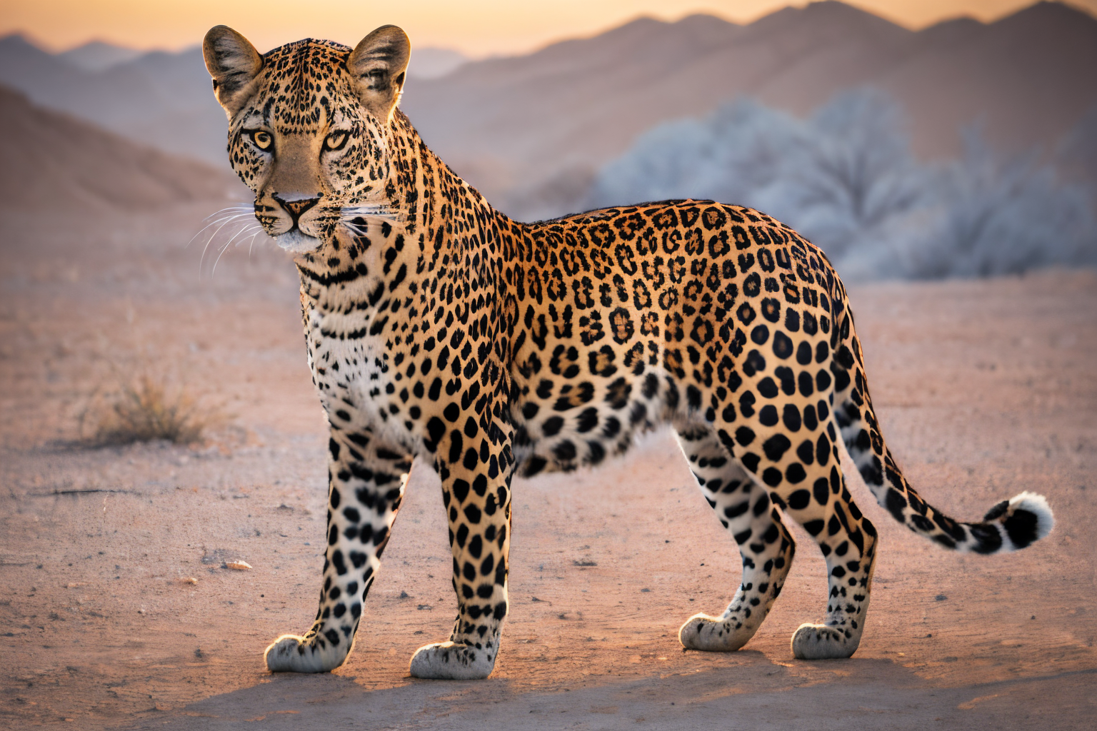 desert landscape (masterpiece, best quality:1.2), ultra-detailed, EdobLeopard leopard standing, (realistic:1.5), <lora:EdobLeopard_v1.0:0.8>