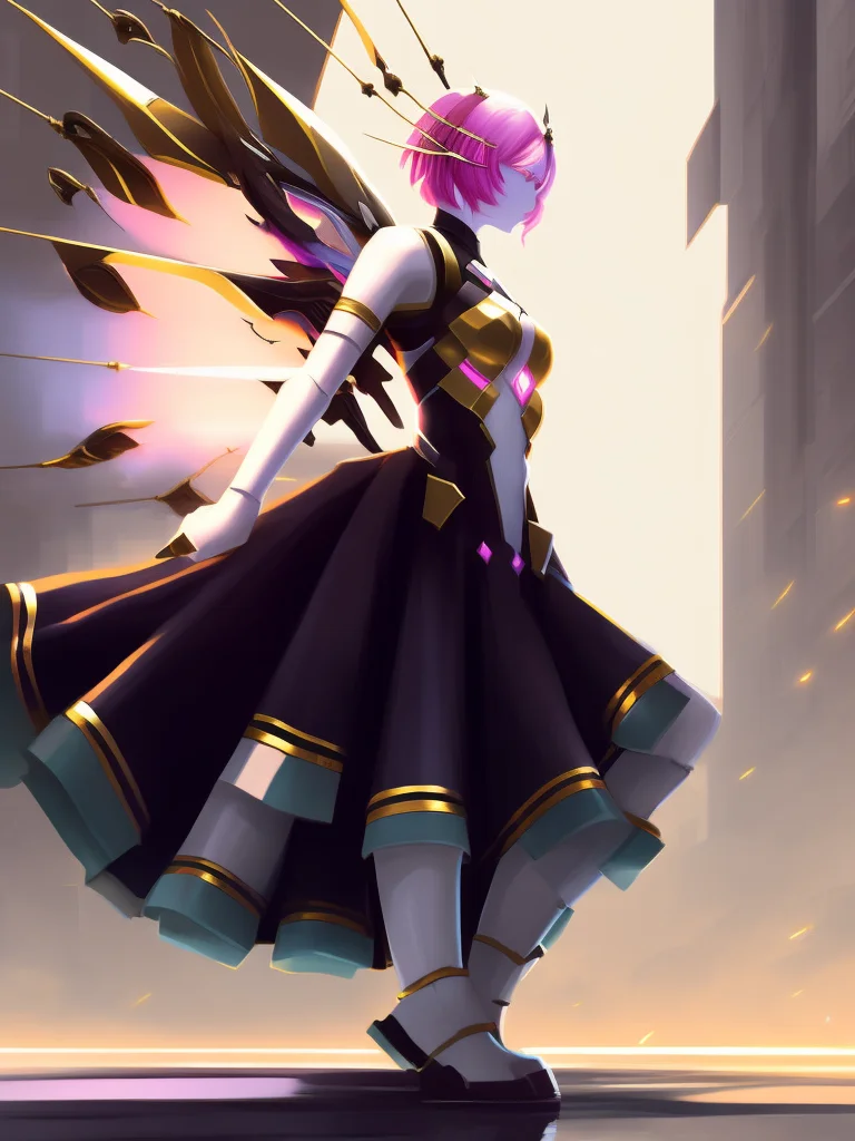 cyberpunk digital painting full body portrait of newtkn alisabcnv, art by midjourney, mechanical wings, glowing mecha, dark atmosphere, silhouette,