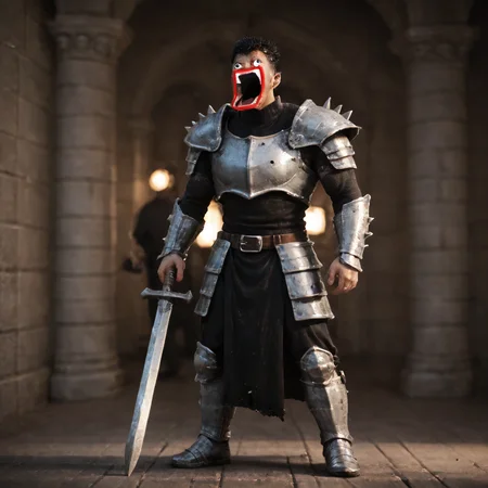 score_9, score_8_up, score_7_up, score_6_up, score_5_up, score_4_up, rating_safe, shoopdawoop,full body,1boy,solo,guts \(berserk\),spiked hair,armor,indoors,castle,<lora:ShoopDaWoopPony:0.95>, zPDXLrl