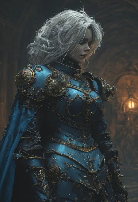 steampunk, medium length white hair, glowing clockwork eyes, steampunk ornate glowing blue and red clockwork armor, fantasy, bioshock, 4k quality, high resolution, steampunk town, holding black red and blue ornate steampunk flintlock pistol, glowing eyes, fog, realistic, demon, HKStyle, full body, walking, full moon behind, spectral, very detailed, plate helm, gears on armor, steam, clocks, steam dials, steampunk town in background, warhammer, izzet, clockwork armor, clockwork heart, clock workshop, clockwork hairband, steampunk gas mask, forge, boiler, furnace, black and green eyes, clockwork rifle, hair put up, female, hair in a bun, photo realistic, lady, mechanical eyes, clockwork staff, woman, black, red, blue
