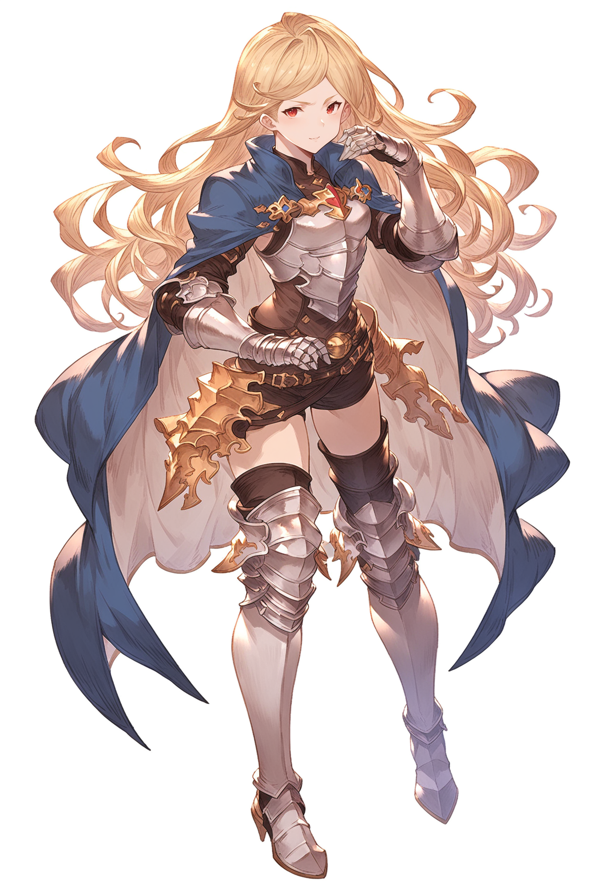 score_9, score_8_up, score_7_up, score_6_up, masterpeice, BREAK
source anime, granblue_fantasy_style_xl, granblue, 1girl, katalina \(granblue fantasy\), red eyes,gauntlets, silver armor, greaves, blonde hair, long hair, blue cape, rapier, hand on sheath, full body
<lora:granblue_fantasy_style_pony:1>