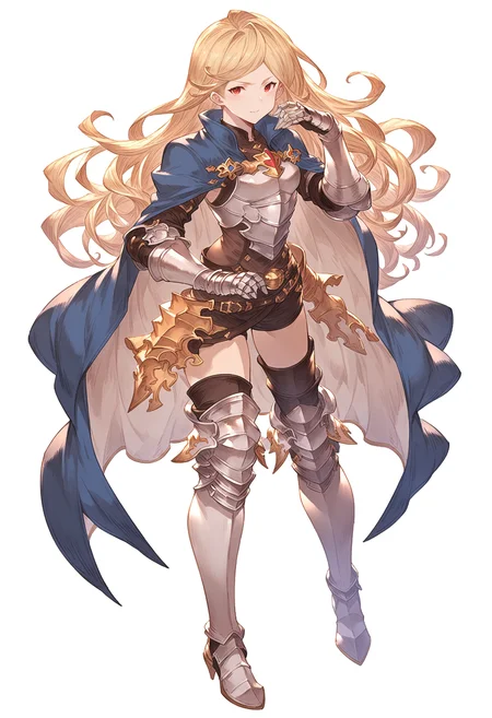 score_9, score_8_up, score_7_up, score_6_up, masterpeice, BREAK
source anime, granblue_fantasy_style_xl, granblue, 1girl, katalina \(granblue fantasy\), red eyes,gauntlets, silver armor, greaves, blonde hair, long hair, blue cape, rapier, hand on sheath, full body
<lora:granblue_fantasy_style_pony:1>
