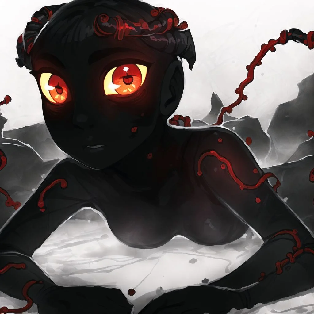 <lora:avasdemon3:1>,
avasdemon,
((masterpiece))), (((high quality))),(((best quality))), ((((8k_wallpaper)))),((((extremely detailed eyes)))),((((extremely detailed body)))),((((extremely detailed finger)))),(1girl:stare dark), (dark :Crawling Chaos, black slime, black tentacles),(background:red eyes demon)