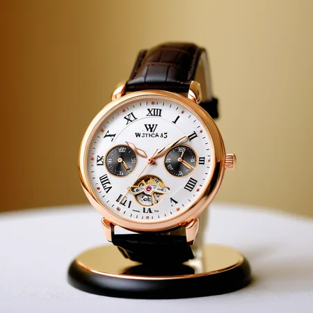 <lora:W4tch35_05XL-final:1>,an advertising photograph of a beautiful (W4tch35:1.2) as a (dress_watch:1.3) watch,on a watch stand,with detailed movement,medium shot,tilt shift,bokhe,8k wallpaper,masterpiece,photorealistic,HDR UHD,high contrast,hyper realistic,volumetric lighting,