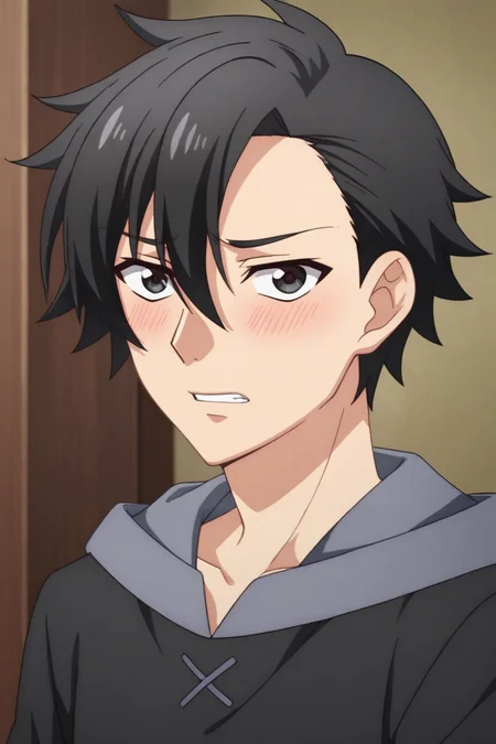 score_9, score_8_up, score_7_up,source_anime,BREAK, rating_safe, intricate details , , , anime screencap, anime coloring, official style, depth of field,1boy, solo, male focus , , , <lora:kelvin:0.81>, kelvin celsius,black hair,black eyes,side swept,short hair,looking at you,medieval shirts,medieval tunic,hood,shy,blush,indoors,teeth,portrait,from side , , ,<lora:sdxl_lightning_8step_lora_315544:1>