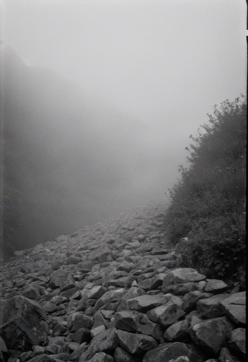 KB_Kentmere400, instagram photo, a foggy mountain,  soft shadows, film grain