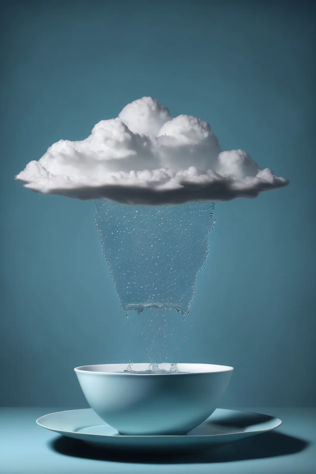 <lora:Surreal Plate:1>Surreal Plate - a plate of water over which a cloud with rain is flying