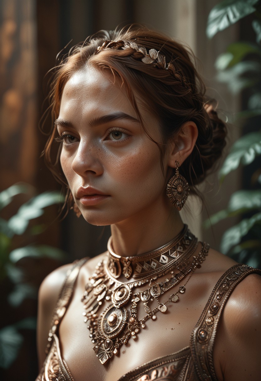 Score_9, score_8_up, score_7_up, Detailed copper and bronze jewelry set with fine craftsmanship