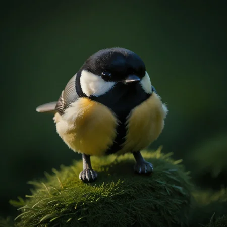 score_9, score_8_up, score_7_up, pikaole, no humans, animal focus, (great tit:1.05), fur, full body, solo, blurry background, (plush doll:0.8), cute, rating_safe, source_furry, pikaole, source_photorealistic