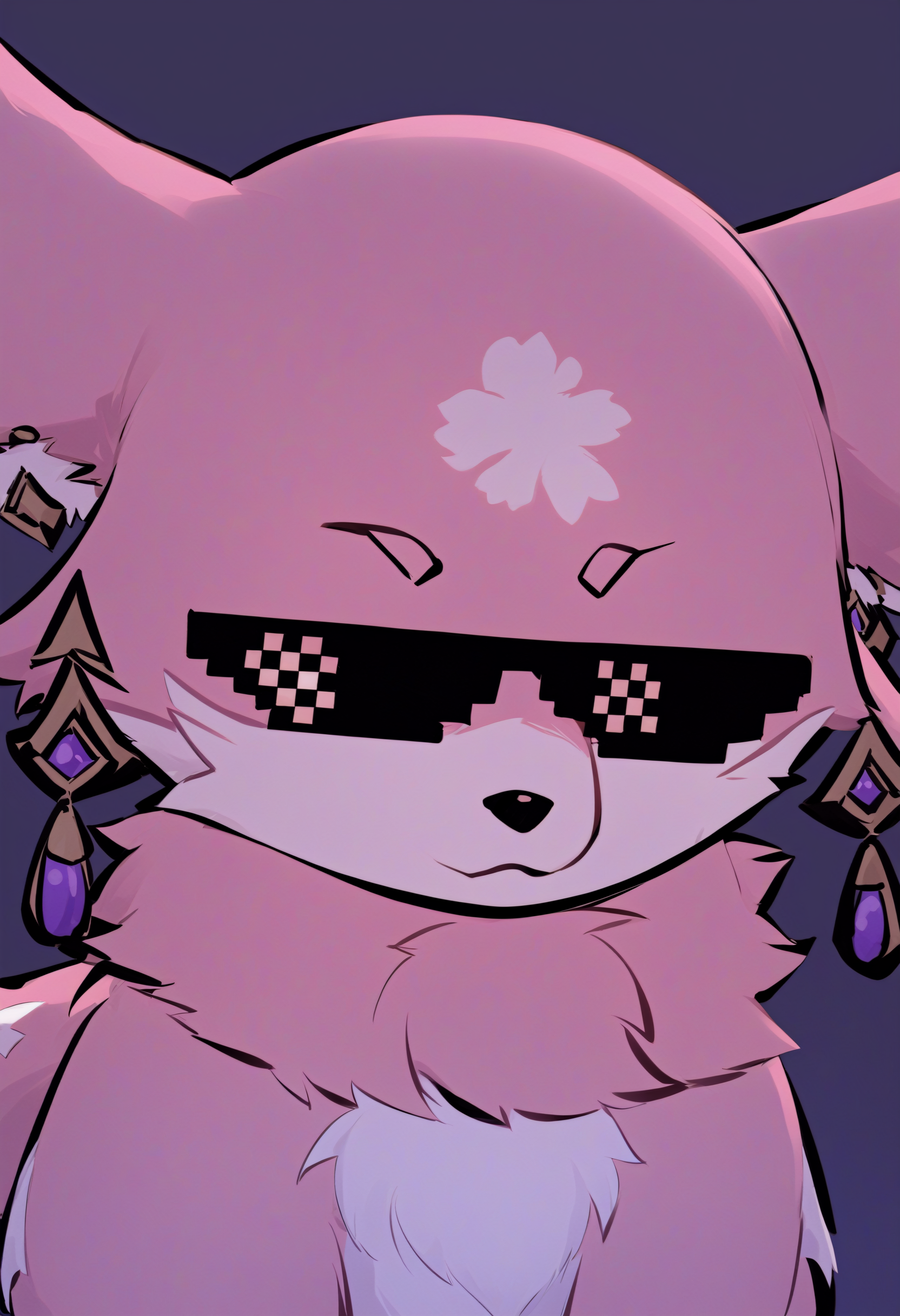 YaeMikoFox, earrings, <lora:YaeMikoFoxXL:1>, no humans, masterpiece, best quality,  <lora:DealWithIt:1> IncrsXLDealWithIt, sunglasses,