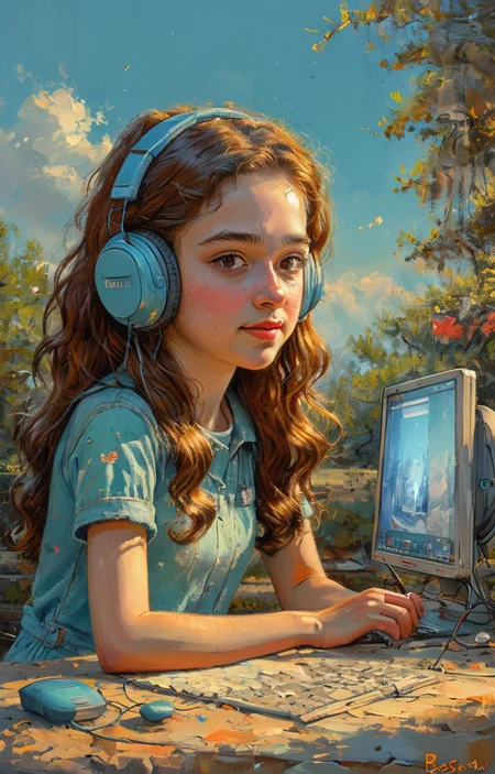 masterpiece,best quality,<lora:tbh5-sdxl:0.9>,illustration, tech genius teenage girl
