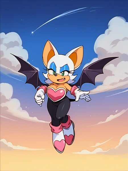 score_9, score_8_up, score_7_up, score_6_up, source_anime, zPDXL, <lora:ALTXL_pony_0061_8:1>, BREAK
1girl, solo, full body, <lora:Sonic_OVA:1> sonic_ova, shortstack, rouge the bat, black pantyhose, pink breastplate, heart-shaped breastplate, white boots, bat ears, bat wings, flying, cloudy sky, blue sky,