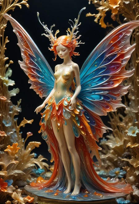 reality-shot, realism, realistic photography of a very detailed fairy, see through wings made out of colorful liquid Murano Art Glass, awesome appearance, magical landscape with enchanted elements, fantasy art style, coral theme, intricate details, ultra sharp, exquisite detail, flawless composition, vivid colors, masterpiece, exciting background   <lora:Colorful_Murano_Art_Glass_style_-_SDXL:0.85>