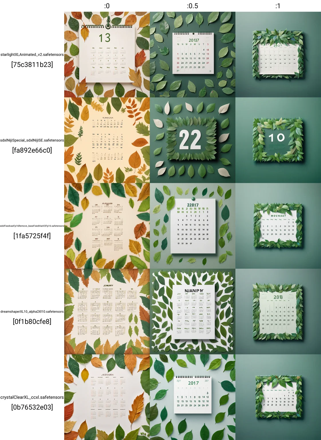a calendar made out of leaves, simple background <lora:LeafStyle:0>