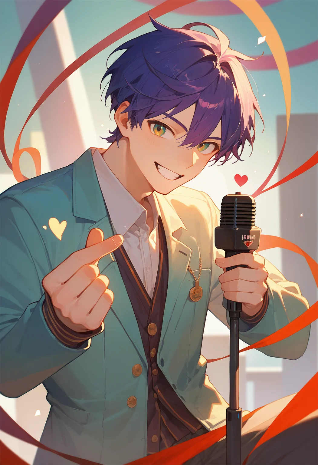 score_9, score_8_up, score_7_up, 1boy, finger heart, smile, holding microphone stand
<lora:finger_heart_korean_retry_1:1>
