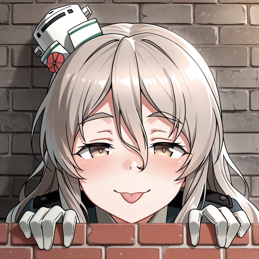 <lora:IL_kilroy_was_here:1>,kl_h,kilroy was here,brick wall,meme,kantai_collection,pola (kancolle),kantai collection,naughty face,blep,, masterpiece,best quality,amazing quality,very aesthetic,absurdres,