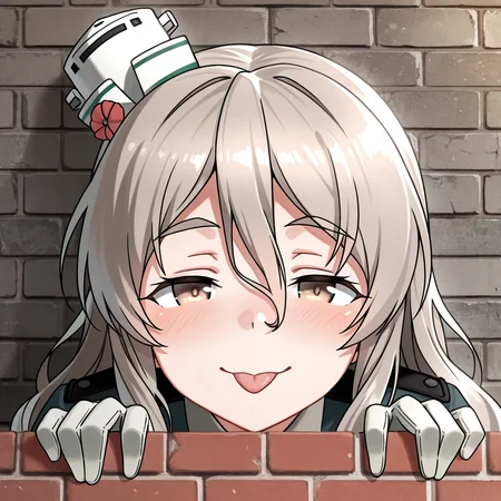<lora:IL_kilroy_was_here:1>,kl_h,kilroy was here,brick wall,meme,kantai_collection,pola (kancolle),kantai collection,naughty face,blep,, masterpiece,best quality,amazing quality,very aesthetic,absurdres,