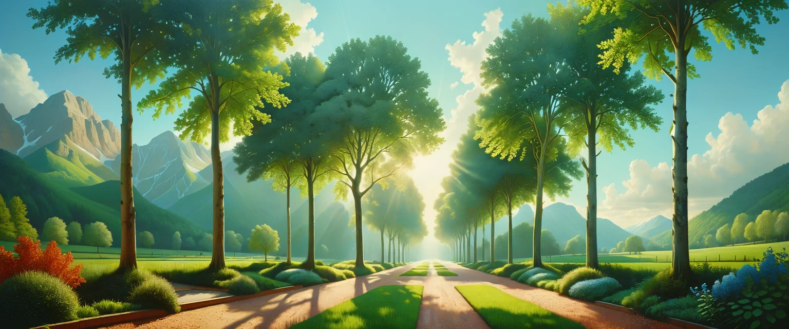 hyper realistic and highly detailed landscape by (amandine van ray:1.2) and (david hockney:1.2), geometric, symmetrical, heavenly, dappled sunlight, dramatic sky, serene, tranquil, picturesque scenery, quaint, gorgeous, beautiful, highly aesthetic <lora:midjourney_mimic-xl-by_andrexsel:0.5> <lora:more_artful-xl:0.5> <lora:envybetterhiresfixxl01-xl:0.0:hr=1.0>