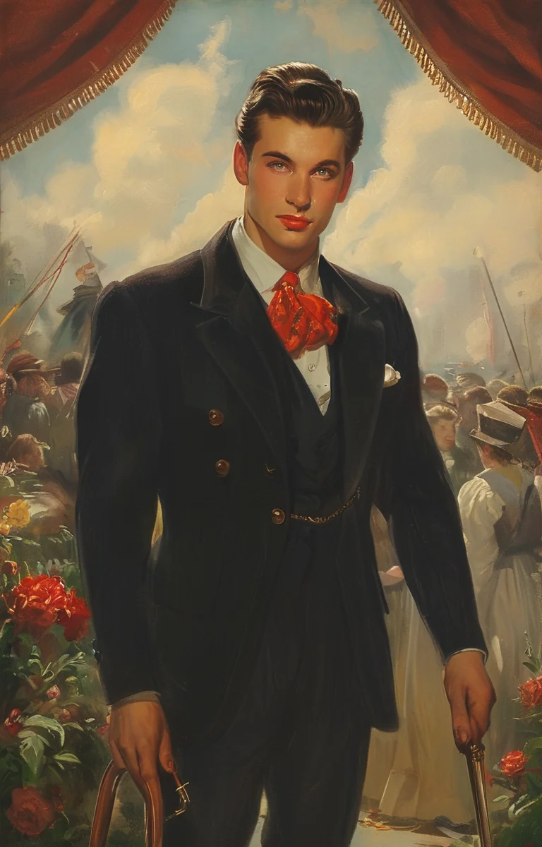 masterpiece,best quality,<lora:tbh210-sdxl:0.9>,illustration,style of Art Frahm, portrait of noble man