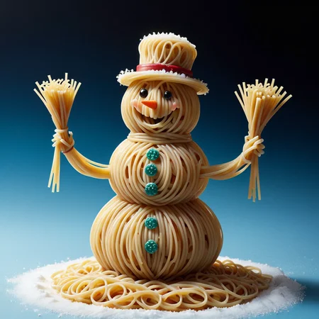a spaghettify snowman,<lora:Spaghettify:0.3>