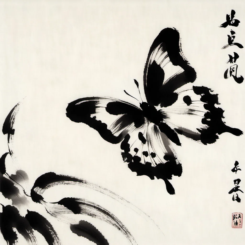 sumi-e butterfly <lora:[XL]Sumi-e:1>