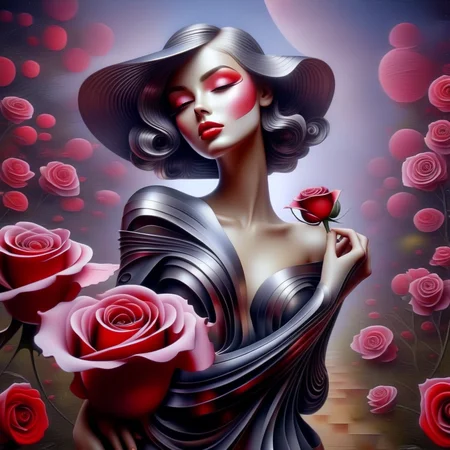 worx girl with rose in garden<lora:worx:1>