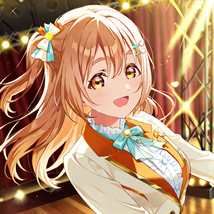 <lora:Honoka_Kosaka:1> honoka_kosaka, 1girl, smile, Performs on stage in a bright outfit