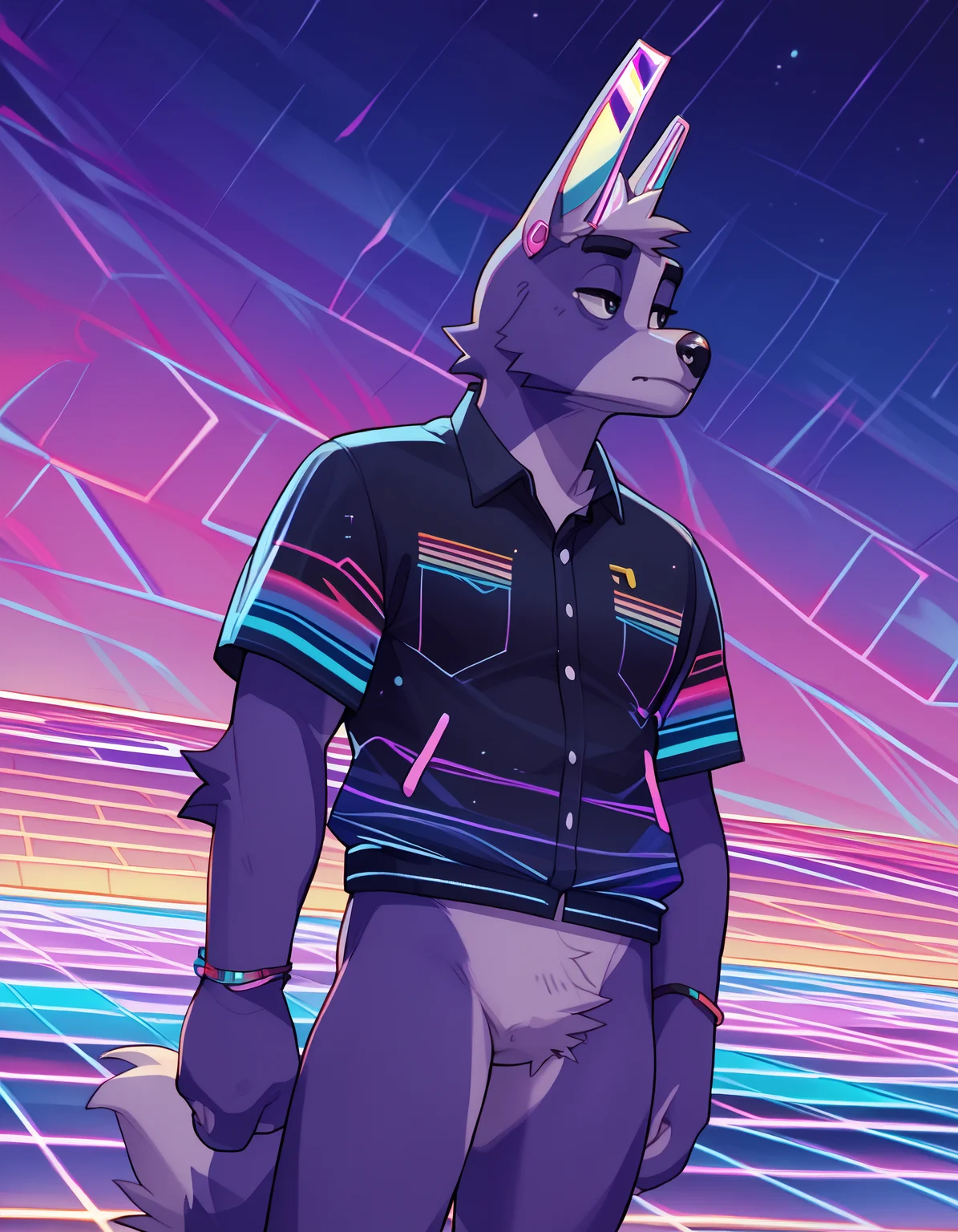 score_9, score_8_up, score_7_up, anthro, furry, dutch angle, anthro, detailed body, hi res, <lora:add-detail-xl:1>, <lora:Greyyy_Artist_Style.safetensors:1.2>, by gr3yyy, tail (prairie dog, crotch rub, looking sideways, tired, vaporwave storm tower lightening, detailed background:1.25)