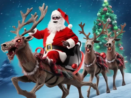 Zombie santa riding a reindeer xmasize <lora:SDXL-xmasize-Lora-r12:1>