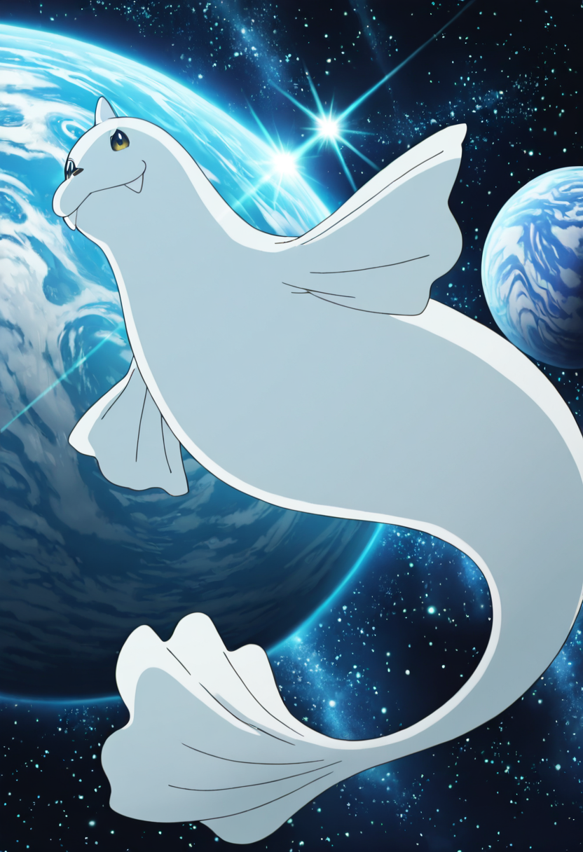 masterpiece, best quality, anime screencap, solo,   zzDewgong, space, floating, stars, planets,     ,<lora:DewgongPokedex_IXL_v1:1.0>,