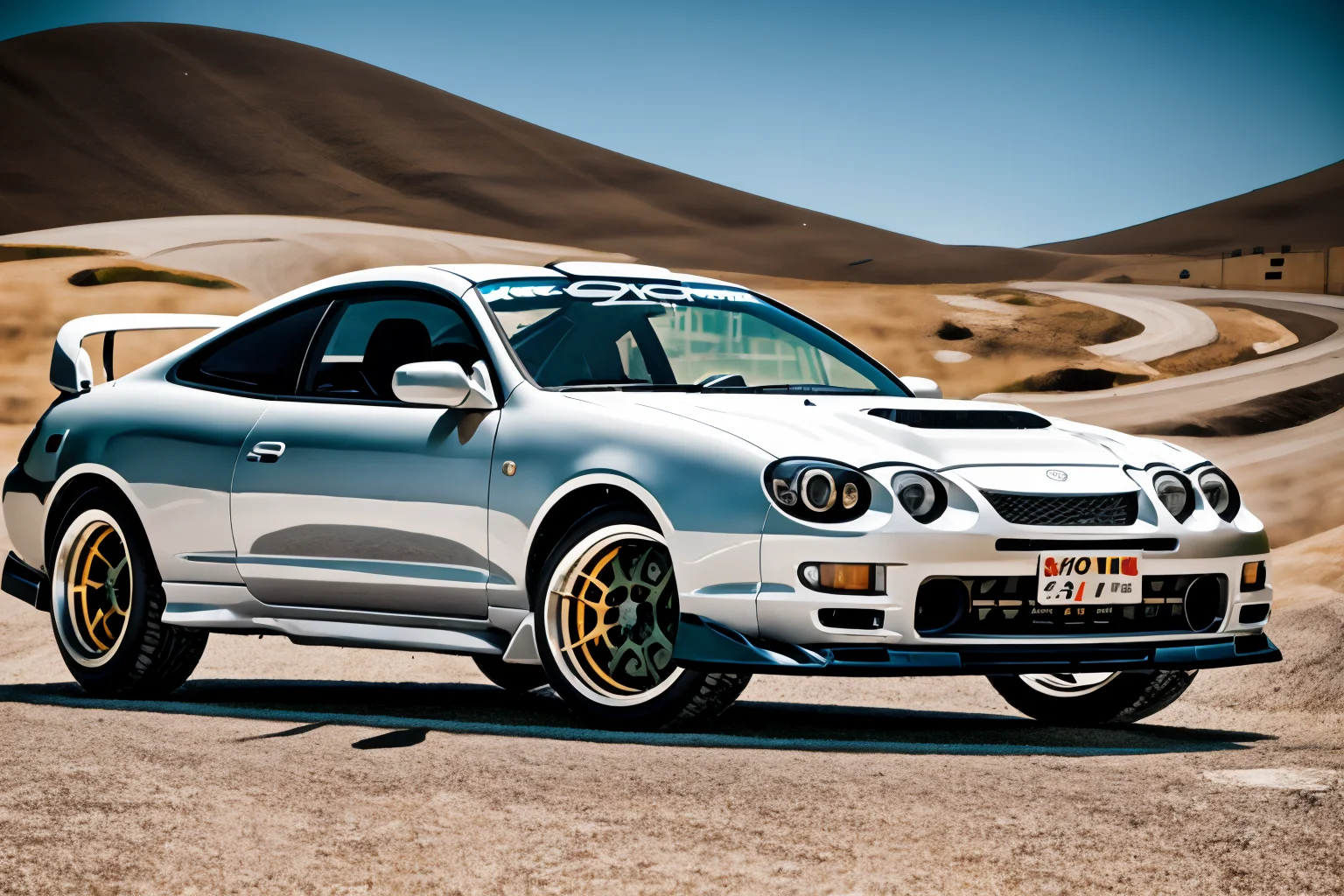 polished steel CELICA6 built for rock crawling stands on concrete wall, custom car body modified for rock crawling, jumper car dance, import offroad tuner, big offroad futuristic tyres, bedlock rims, graffiti, sandstorm, photorealistic, shot by Sony a7iii <lora:CELICA6:0.8>