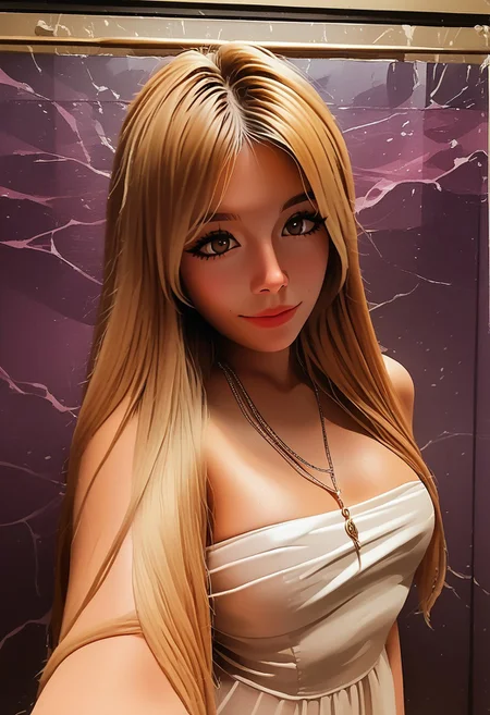 score_9, score_8_up, score_7_up, score_6_up, source_cartoon, 1girl, female, solo, soaking wet hair, smile, diaphonous white dress, bronze necklace, medium breasts, female focus, official style, close up, perfect anatomy, perfect face, standing,  abstract beauty, beautiful, centered, looking at the camera, approaching perfection, dynamic, moonlight, highly detailed, watercolor painting, artstation, concept art, smooth, sharp focus, illustration, portrait
