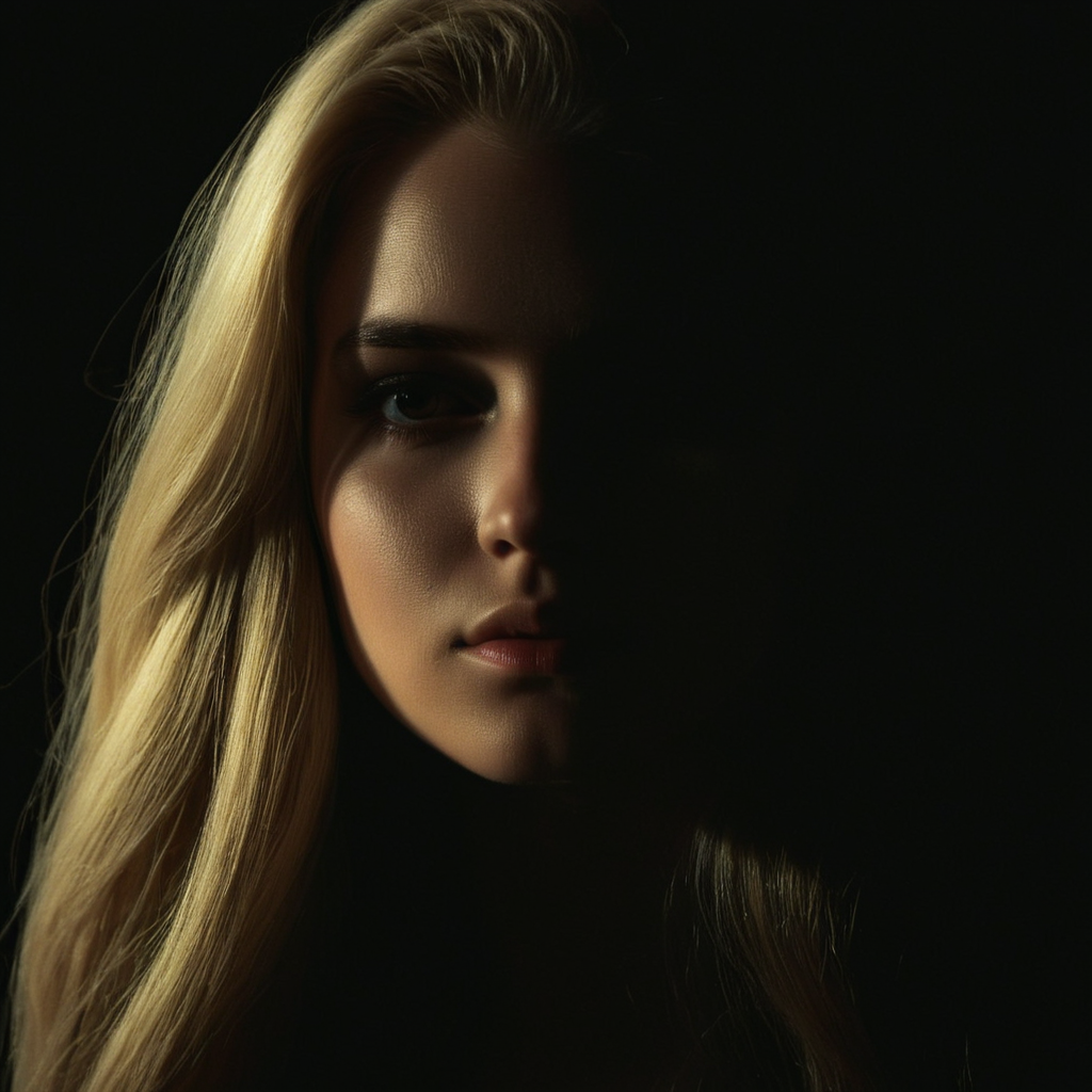 cinematic film still of  <lora:Low-key lighting Style:1>
dim light, low light, dramatic light, partially covered in shadow, a woman with long blonde hair and a black background Low-key lighting Style,1girl,solo,long hair,looking at viewer,blonde hair,mole,lips,portrait,realistic, shallow depth of field, vignette, highly detailed, high budget, bokeh, cinemascope, moody, epic, gorgeous, film grain, grainy