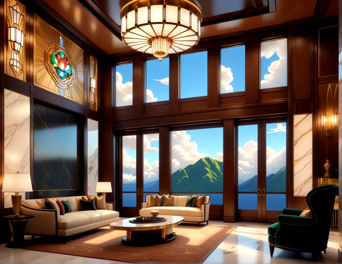 score_9, score_8_up, score_7_up,
<lora:Art_Deco_Interior_(Architecture)_(SDXL)_(AD):1> art deco, interior, architecture, interior design, marble, limestone, intricately designed (windows, doors, metals doors, ceiling, lamp, lighting, chandelier, metal wall panels, wood wall panels, ceiling panels, ), penthouse, living room, dining room, bathroom, office, bedroom, large window, fireplace, paneled ceiling, luxury,
8K, In'ei, chiaroscuro, rim lighting, perfect depth of field shot, ray tracing, 8K CGI render, beautiful, subsurface scattering, detailed fluffy anime clouds, photographic realism, soft lighting, soft shading, art by Thomas Kinkade,
BREAK zPDXL, zPDXLxxx, <lora:wowifierXL:0.2> art by mooncryptowow <lora:sdxl_lightning_8step_lora:0.4> <lora:detailed_notrigger:0.5>