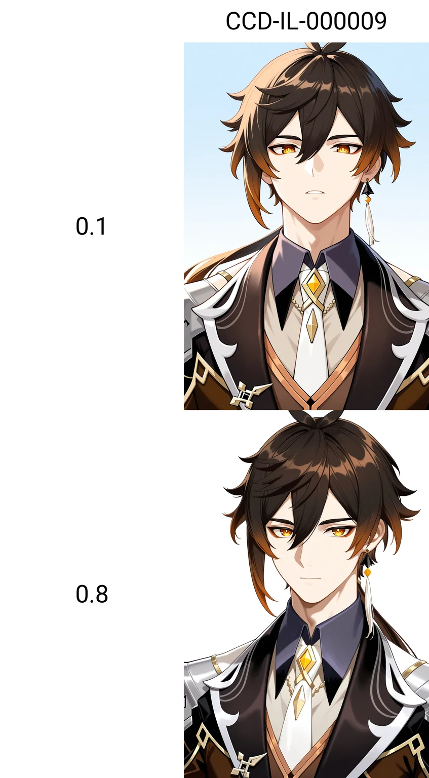 <lora:CCD-IL-000009:0.1>,CCD,zhongli \(genshin impact\), genshin impact,1boy, hair between eyes, yellow eyes, brown hair, long hair, gradient hair, black hair, orange hair, ponytail, suit,looking at viewer,portrait,bara,male focus,very awa,masterpiece,best quality,amazing quality,nsfw,uncersored,highres,best quality,amazing quality,best aesthetic,absurdres,