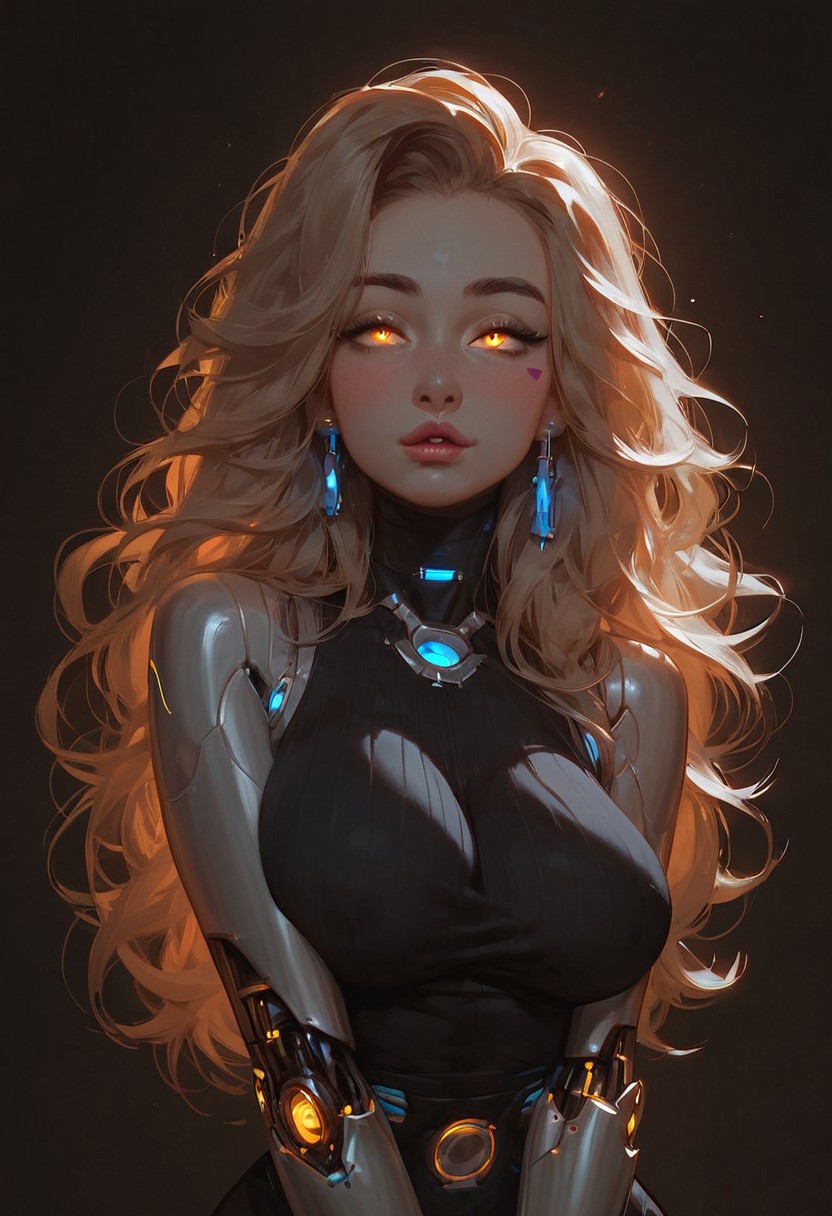 score_9, score_8_up, score_7_up, score_6_up, a woman,
connie_maheswaran, steven_universe, 1girl, black_hair, brown_eyes
, robot girl, robot arms, robot legs, perfect cute face, perfect beautiful face, glowing eyes, large breasts, squeezing breasts together, seductive, sexy pose, narrow waist, wide hips, dynamic angle, ultraHD, ultrarealistic, nightime, moonlight, futuristic, Expressiveh