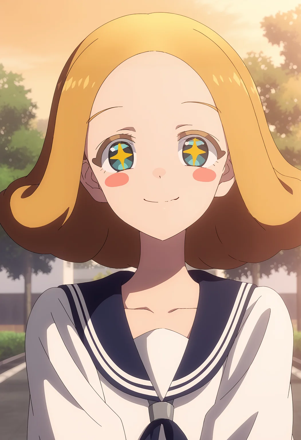 <lora:Hiyori_Himejima-pony_v1.0:1>,
Hiyori Himejima, solo, school uniform, blush stickers, +_+, smile, outdoors, serafuku, looking at viewer, upper body, collarbone, tree, closed mouth, sailor collar