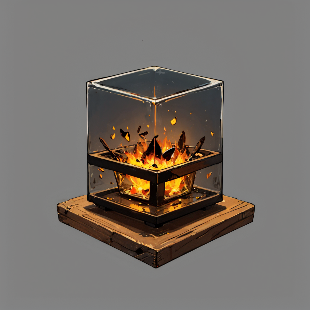 otherworldly, hexagonal composition, glass jar, wooden table, fireflies, night, outdoors, simple background  <lora:hexagon_composition_03:0.6>