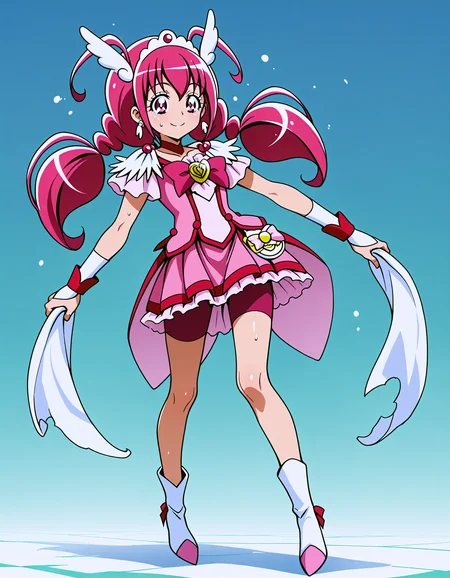 score_9, score_8_up, score_7_up, <lora:Hyper8:1> <lora:fixhands:1> source_anime BREAK 1girl, solo, Walking as if stepping on legos, aqua background,
HM-CH, pink eyes, low twintails, hair between eyes, pink hair, antenna hair, hair ornament, head wings, tiara, pink choker, feather earrings, pink bow, pink shorts, pink skirt, bike shorts, shorts under skirt, pink wrist cuffs, torn clothes, sweat,
<lora:WhatIsThis_slider:0>
<lora:LECO_LessSimpleBackgroundXL:1>
<lora:ponyxl-char_smile_precure_transformed:0.9>