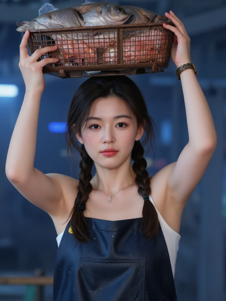 There are wonderful studio lights and various reflections,
18yo beautiful cute girl with blushing and female orgasm.skin naturally showing the texture of blood vessels and detailed pale skin,
--,fog and smoke around,
<lora:Gianna_Jun_f1a:1>,she is Gianna Jun,a beautiful korean actress., --,A fishmonger's daughter balances baskets on her head in Busan harbor dawn. Her rubber apron glistens with scales forming constellation patterns braided hair coiled with bioluminescent seaweed. Ice mist rises from crates to frame her flushed cheeks while fish gills pulse in rhythm with her breathing. Hyper-realistic textures: calloused hands vs silk-thin fish membranes rusted hooks casting lace-like shadows on her neck. The magic hides in the synchronized sway of every creature's movement with her hips.