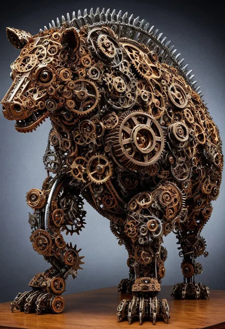 masterpiece, best quality, absurdres, mechanized animal made out of gears