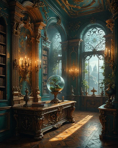 Chimera, diamond matrix library with,
emerald starfire lichen, Baroque platinum filigree on pearlescent walls, magnetic-amber levitation orbs in, prismatic-coral reefs, Cyber Gothic biomechanical towers style, prismatic waves from quantum foam,
<lora:tbh124-sdxl:0.15> style of Jean-Antoine Watteau,
<lora:tbh129-sdxl:0.15> style of Michael Cheval,
<lora:Sinozick:0.15>,
<lora:add-detail-xl:0.7>,
<lora:aidmaMJ6.1_v0.5_2:0.3> aidmamj6.1,
<lora:Flux-XL_Scenery:0.15> flux-scenery,
<lora:Flux-style-xl-lora:0.15> flux-style,
8K resolution, ultra-detailed cinematic composition, contemporary concept art style, volumetric magical atmosphere with ethereal glow, rich complementary color palette, vivid gradients and chiaroscuro contrast, dynamic perspective with layered depth of field, inspiring awe-inspiring mood, Unreal Engine 5 render quality, intricate textures, flawless anatomy, rule of thirds composition, luminous highlights, surreal ambiance, award-winning illustration, harmonious balance of light and shadow, photorealistic details, ArtStation trending, chromatic accents, nostalgic futurism, dreamlike serenity, bold creativity, professional finish, sharp focus, ambient background, fascinating dynamic motion,, Baroque art style, dynamic composition, dramatic lighting, rich colors, intricate details, professional-grade execution, captures the grandeur and theatricality of the Baroque period