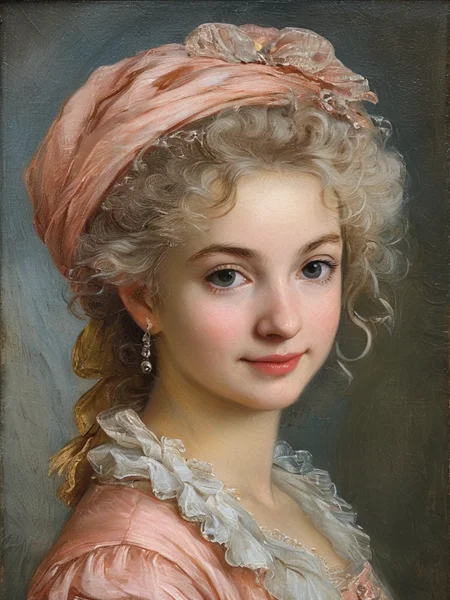 masterpiece,best quality,<lora:tbh124-sdxl:0.7>,idolmaster cinderella girls,portrait of young woman,rococo,oil painting,style of Jean-Antoine Watteau,