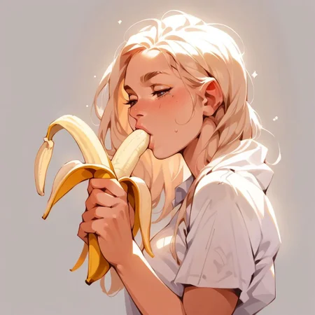 score_9, score_8_up, score_7_up, score_6_up, score_5_up, score_4_up,
solo, 1girl, BREAK
1girl, Banana, half peeled, (((half peeled banana))), holding banana, chocolate banana, sucking,