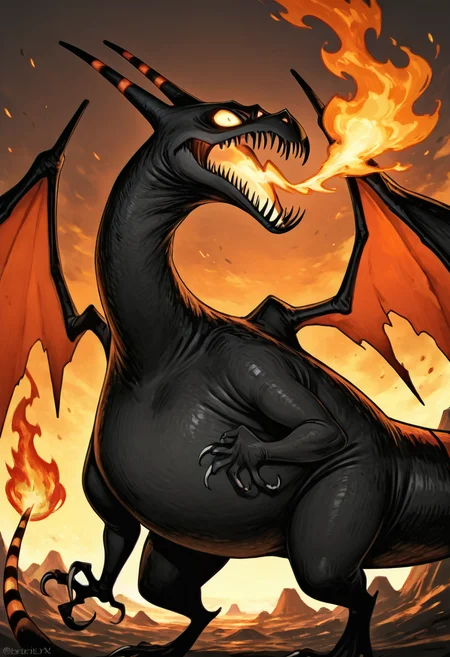 masterpiece, best quality,    <lora:NightmareDex_IXL:1.0>,   charizard,