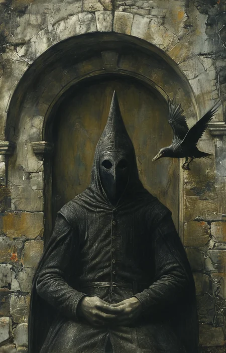 masterpiece,best quality,<lora:tbh163-sdxl:0.9>,illustration,style of Mike Worrall, Nazgul over sleeping town