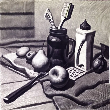 monochrome, fruit, food, traditional media, greyscale, graphite (medium), no humans, fork, solo, apple, arm up,sketch for art examination
sketch for art examination,<lora:sketch_for_art_examination:1>,