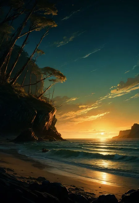 stunning landscape, movie scene, film grain, dark style, dark lighting, dramatic hard shadows, dramatic lighting, explosive, material contrast, hyper detailed, photo realistic, cinematic composition, intricate details,
masterpiece, visually stunning, evocative, best quality, very intricate and very detailed:1.5,
((concept art style, manga style, emotional scene, looking away)),
(((by Jeremy Mann and Wadim Kashin)))