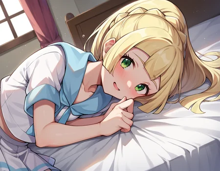 score_9, score_8_up, score_7_up, source_anime,
pokemonlilie, <lora:pokemon-lilie-ponyxl-lora-nochekaiser:1>
pokemonlilie, blonde hair, blunt bangs, green eyes, long hair,
braid, french braid, high ponytail, miniskirt, pleated skirt, sailor collar, shirt, short sleeves, skirt, white shirt, white skirt,
indoors, bed, bed room, on side, blush, drunk,
looking at viewer, cowboy shot, dutch angle,