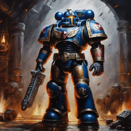 Majestic tb oil painting, Warhammer 40k, UHD 4k High resolution, cinematic style, photorealism, <lora:ThickBrush:0.4>